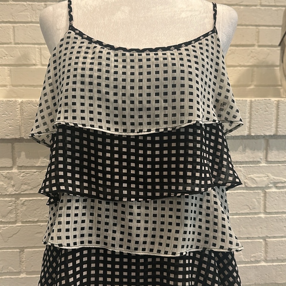 New York & Company Black and White Tiered Camisole
